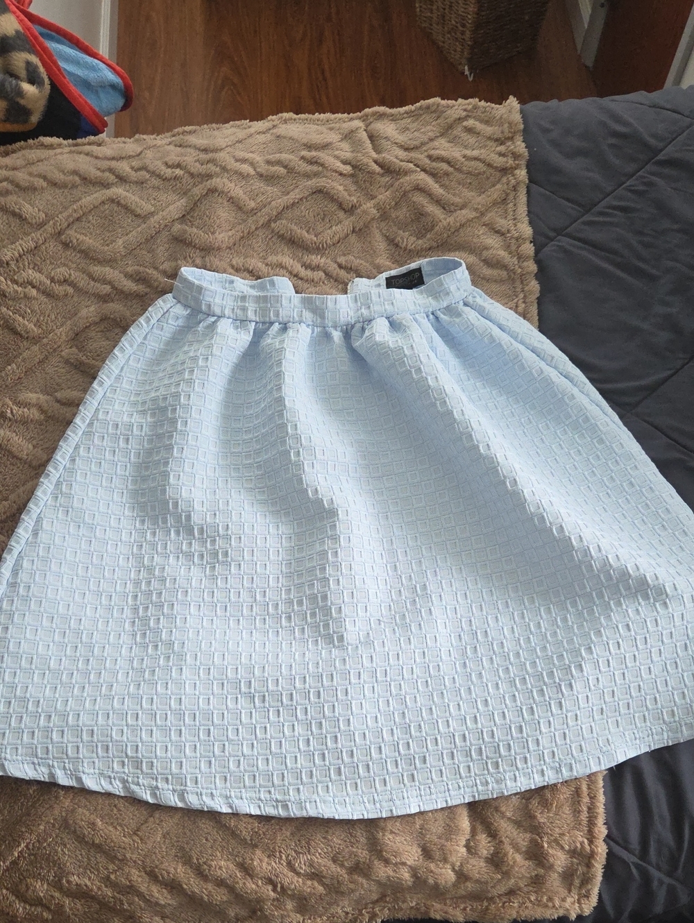 Topshop Light Blue Textured Skater Skirt